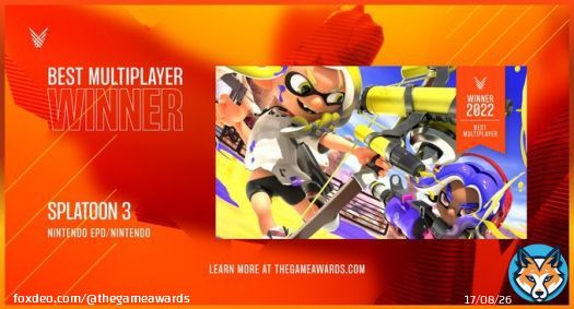Congratulations to the Best Multiplayer Game of 2022, Splatoon 3! @splatoonNA @NintendoAmerica #TheGameAwards
