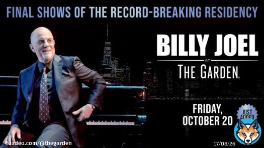 JUST ANNOUNCED: @billyjoel adds the first of his final 10 monthly residency shows at The Garden on Oct 20, 2023. After ten extraordinary years, Joel&rsquo;s historic franchise run will conclude in July 2024 with his 150th lifetime performance at The World&rsquo;s Most Famous Arena.