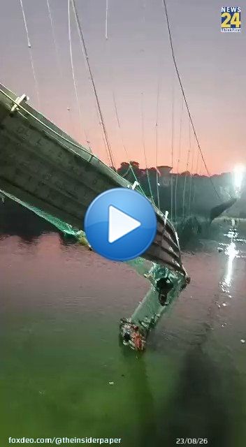 More footage of cable bridge collapse in Gujarat, India with many people trapped