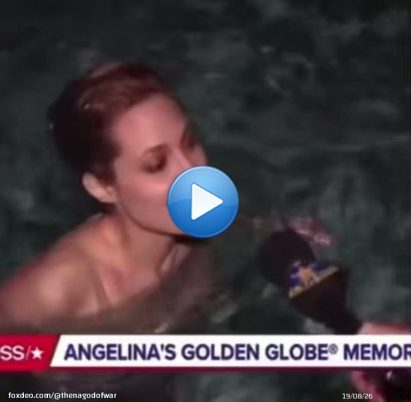 Angelina Jolie jumps into the pool after winning her Golden Globe and pulls a reporter in with her  (1999)
