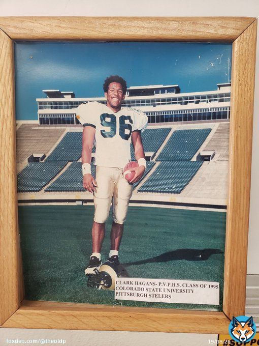 Clark Haggans  on the wall at Peninsula High School.