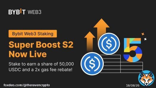 Bybit Web3 Staking: Super Boost Season 2 is Live Now!  Stake to Share a $50,000 USDC Prize Pool!  Campaign Duration: 27th Nov, 10 AM UTC - 18th Dec, 10AM UTC  Event 1: Be one of the first 500 to earn double gas rebates  Event 2: Stake to Share 30,000USDC  Join Now:&hellip;Show more