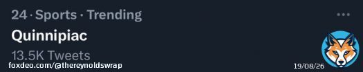 #HappeningNow  &ldquo;Quinnipiac&rdquo; is #24 trending on Twitter this morning.   This comes after Quinnipiac Men&rsquo;s Ice Hockey team won their first NCAA national championship in school history last night - @Q30News