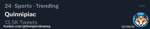 #HappeningNow  &ldquo;Quinnipiac&rdquo; is #24 trending on Twitter this morning.   This comes after Quinnipiac Men&rsquo;s Ice Hockey team won their first NCAA national championship in school history last night - @Q30News