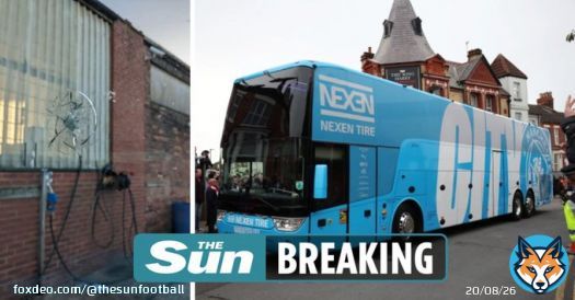 Man City's team bus window smashed outside Anfield after clash against Liverpool #LIVMCI