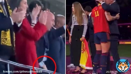 Spain football boss Luis Rubiales seen grabbing crotch next to Queen & teen daughter