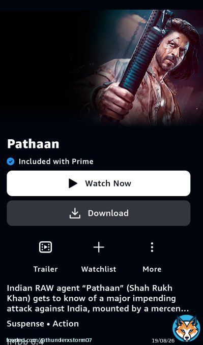 If anyone need Amazon prime version Dm me rn #PathaanOnPrime #pathaan