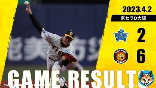 阪神 6 - 2 DeNA [勝]才木1勝0敗0S [ホームラン]原口ツーラン1号   #阪神タイガース #ARE