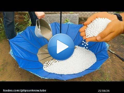 Pourquoi n'y ai-je pas pensé plus tôt ! Versez du ciment et du polystyrène dans le parapluie et déco