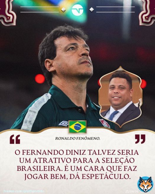 Concorda com o Ronaldo, torcedor? Fernando Diniz &eacute; um bom nome pra sequ&ecirc;ncia da #Sele&ccedil;&atilde;oBrasileira?  #TNTSportsNoQatar  Cr&eacute;ditos: Ronaldo TV