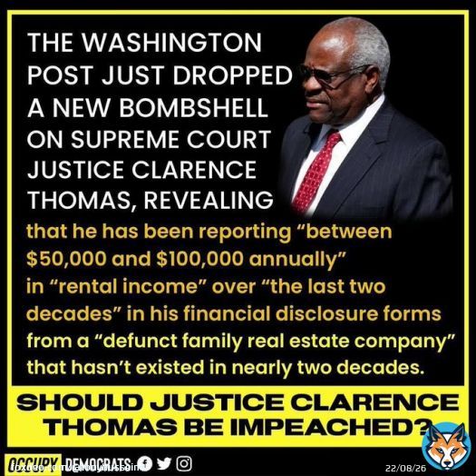 Supreme Court Justice Clarence Thomas reported income from a real estate firm that NO LONGER EXISTS in his financial disclosure reports. Justice Thomas's reports claim income ranging from $50,000 to $100,000 from Ginger, Ltd., Partnership, a real esttate firm, dissolved in 2006.