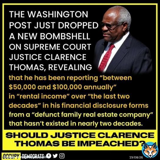 Supreme Court Justice Clarence Thomas reported income from a real estate firm that NO LONGER EXISTS in his financial disclosure reports. Justice Thomas's reports claim income ranging from $50,000 to $100,000 from Ginger, Ltd., Partnership, a real esttate firm, dissolved in 2006.