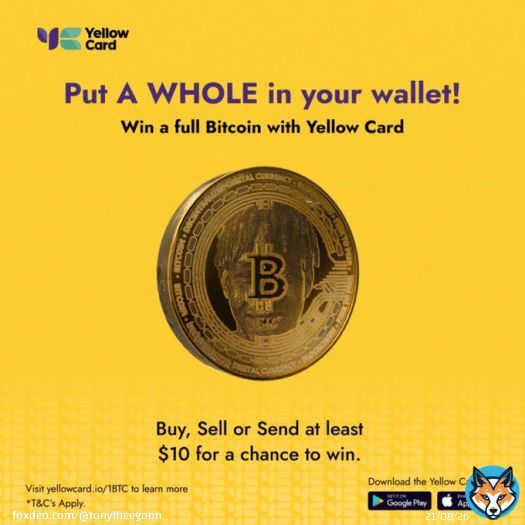 You may have heard of the 1 Bitcoin campaign that Yellow Card is running. I've done my research. Here are 3 tips to improve your chances of winning: a Thread&hellip;.  1. Create or have a verified Yellow Card account.  2. Buy or sell at least $10 worrth of crypto.  #Yellowcard