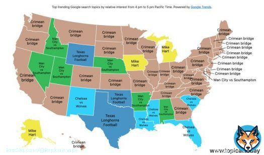 Top Google Trends in the United States by relative interest in each state over the last hour.   #TexasLonghornsFootball #ManCityvsSouthampton #Crimeanbridge #ChelseavsWolves #MikeHart   Live map at