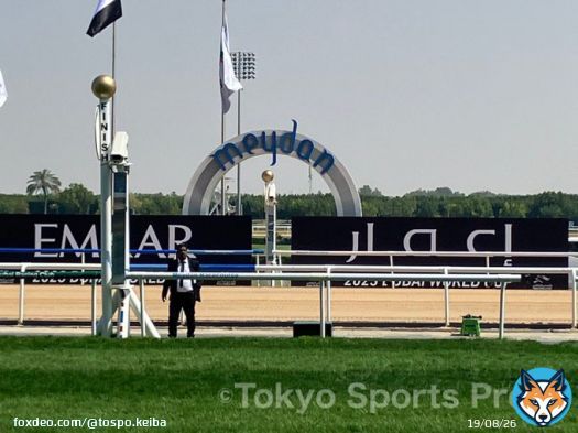 ドバイの現地記者からメイダン競馬場のゴール前＆芝直前の写真が送られてきました  胸が高鳴ります&hellip;  #ドバイWC  #ドバイワールドカップデー #ドバイターフ #ドバイゴールデンシャヒーン #ドバイシーマC #ドバイワールドカップ #メイダン競馬場 #東スポ競馬 #競馬