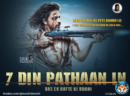 #Pathaan Aa rahaa hein...  ONE WEEK FOR PATHAAN  #1WeekForPathaan #ShahRukhKhan #DeepikaPadukone #JohnAbraham #YRF50 #SRK???? @TeamSRKWarriors @JoySRKian_2 @priteshpdedhia