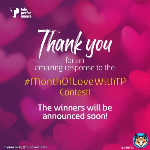 We would like to thank you for such an overwhelming response to the  #MonthOfLoveWithTP Contest!  The Winners will be announced soon.  Stay tuned!   #TPIndia #ContestAlert #ValentinesDay #LoveMonth #Contest #India