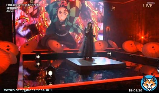The staging for Aimer's song is lit