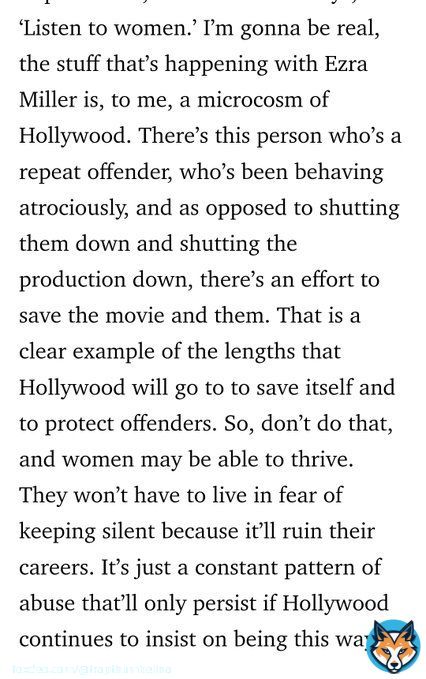 Shout out to Issa Rae for saying this about Ezra Miller.   It should be noted that she has two shows on HBO Max and ABLSS on HBO so WBD effectively signs her checks and she's actively speaking up in a way that could make her bosses mad but she's doining it anyway