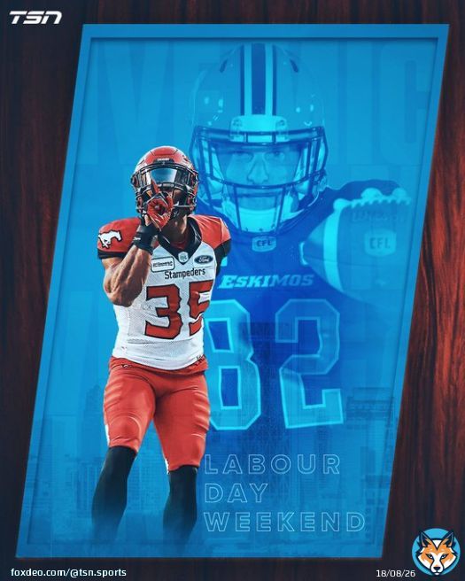 LIVE NOW: A wild Labour Day Weekend continues with @calstampeders  taking on @EdmontonEsks! Oh, and it's a #LiveMic game  Catch the action on TSN and TSN Direct now. #LDWeekend