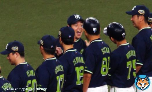 試合前の両チームの選手&コーチ紹介。 コータローくんはコータローくんでした笑 なぜかパータッチをしていました笑 YouTubeに後ほどアップします #swallows #日本シリーズ #ヤクルトスワローズ #山崎晃大朗