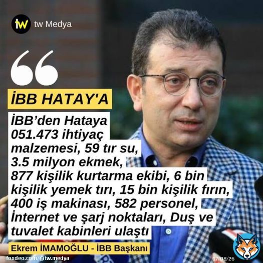 Ekrem İmamoğlu: İBB&rsquo;den Hatay&rsquo;a: #twitterıAcın #deprem