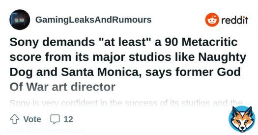 Sony demands 'at least' a 90 Metacritic score from its Major Studios, Sony Doesn't Rush Studios to Deadlines said Former Art Director of God of War  Xbox demands 55&hellip;