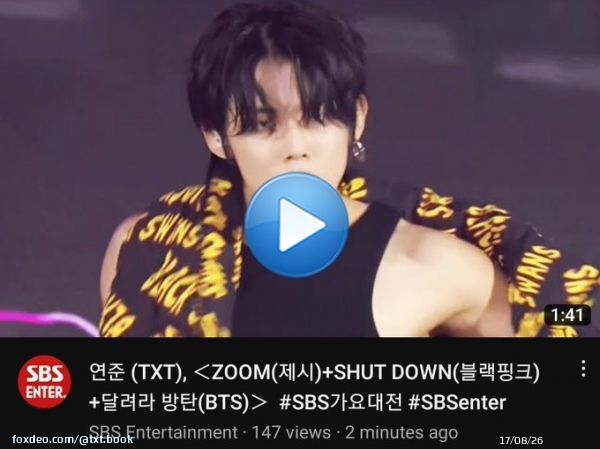 [#YOUTUBE] SBS Entertainment   YEONJUN (TXT), <ZOOM + SHUT DOWN + Run BTS> #/ SBS Gayo Daejeon    #TXTatSBS가요대전 TXT AT SBS GAYO DAEJEON #TOMORROW_X_TOGETHER  @TXT_members @TXT_bighit
