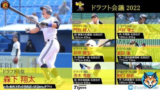 【阪神】 ドラフト会議2022 指名選手一覧 高卒4人、高卒3年目社卒1人、大卒2人と前情報通り素材型中心の指名に! 浅野巨人に強奪()されたの悔しいけど、ドラ1森下君も素材抜群の選手で強肩強打の右の大砲として期待したい! 皆さん、ようこそ阪神タイガースへ! #hanshin #ドラフト会議2022