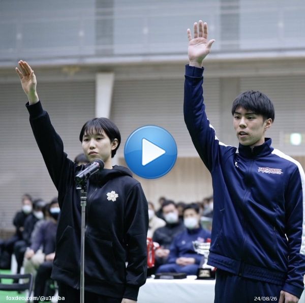 選手宣誓  今大会の選手宣誓は福大大濠・鍋田憲伸選手と桜花学園・横山 智那美選手が務めました！  SoftBank ウインターカップ2022はいよいよ明日開幕です  #ウインターカップ #高校バスケ