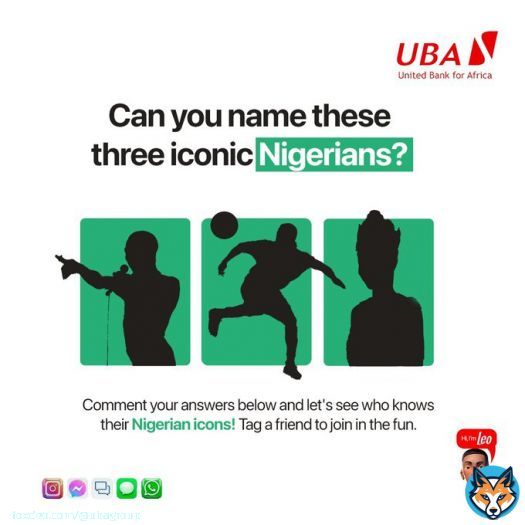 Test your knowledge this Independence Day.  Can you guess the 3 iconic Nigerians in the creative above?    PS: We have 2 more Independence Day trivia questions lined up, so stay tuned for more brain teasers.  #HappyIndependenceDay #AfricasGlobalBank