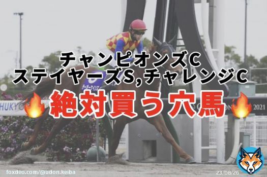 . 絶対買う穴馬  ･チャンピオンズC ･チャレンジC ･ステイヤーズS  今週は3重賞！楽しみですね！   #BOOKERS