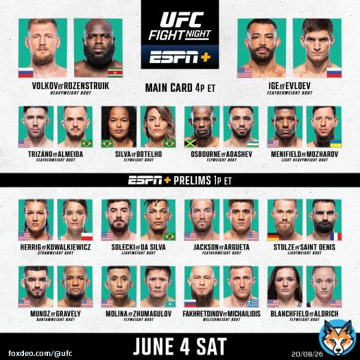 We're up bright and early for #UFCVegas56 \u2600\ufe0f   \ud83d\udd50 Prelims - 1????  \ud83d\udd53 Main Card - 4????  [ Tune in LIVE all day long on @ESPNPlus ]