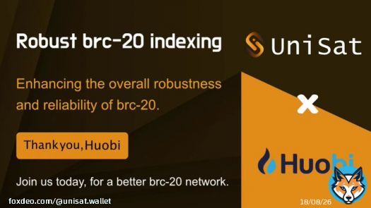 Great News!  UniSat is happy to annouce a strategic partnership with @HuobiGlobal  to jointly promote the development of the BRC-20 industry standards.   UniSat will share everything we know about brc-20 (which is growing every day).   Thank you.  #BRC20  #Bitcoin #Huobi