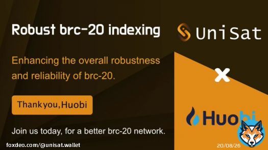 Great News!  UniSat is happy to annouce a strategic partnership with @HuobiGlobal  to jointly promote the development of the BRC-20 industry standards.   UniSat will share everything we know about brc-20 (which is growing every day).   Thank you.  #BRC20  #Bitcoin #Huobi