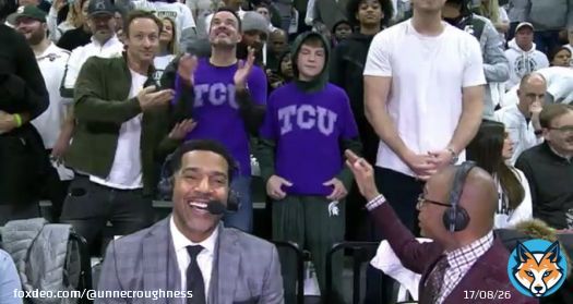 These Michigan State fans bought TCU shirts to wear to the UM-MSU basketball game today.   W troll.