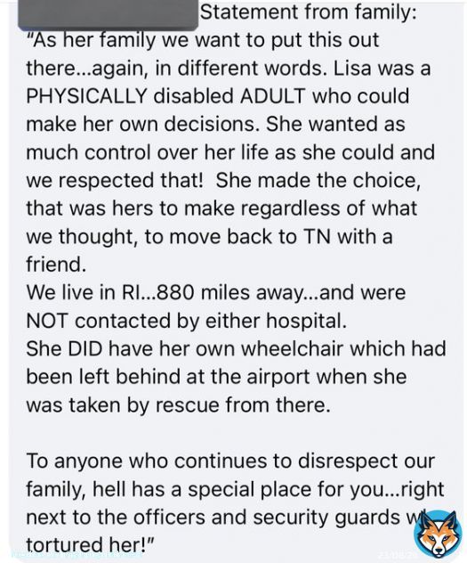 Statement from #LisaEdwards daughter-in-law: