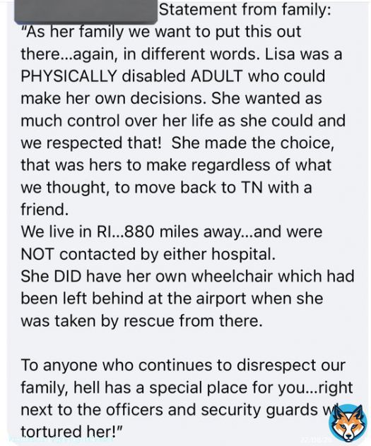 Statement from #LisaEdwards daughter-in-law: