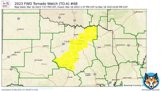FWD expires Tornado Watch for Bell, Bosque, Collin, Coryell, Dallas, Delta, Ellis, Fannin, Hamilton, Hill, Hopkins, Hunt, Johnson, Kaufman, Lamar, Lampasas, McLennan, Mills, Rains, Rockwall, Tarrant [TX]