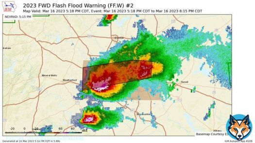 FWD issues Flash Flood Warning [flash flood: radar indicated] for Dallas, Tarrant [TX] till Mar 16, 8:15 PM CDT
