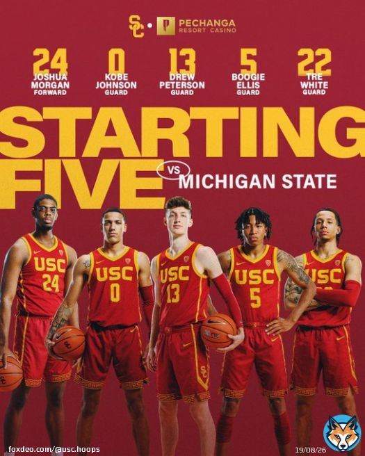 Today's @PechangaCasino starting lineup for the first round of #MarchMadness:  G @Drewpeterson23  G @BoogieEllis G @iamkobejohnson G @TreWhite19  F Joshua Morgan
