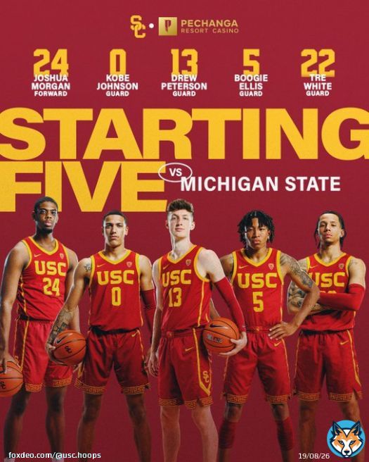 Today's @PechangaCasino starting lineup for the first round of #MarchMadness:  G @Drewpeterson23  G @BoogieEllis G @iamkobejohnson G @TreWhite19  F Joshua Morgan