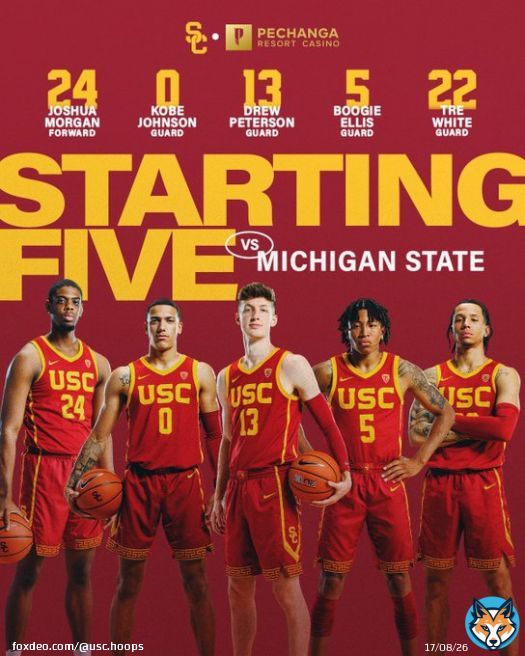 Today's @PechangaCasino starting lineup for the first round of #MarchMadness:  G @Drewpeterson23  G @BoogieEllis G @iamkobejohnson G @TreWhite19  F Joshua Morgan