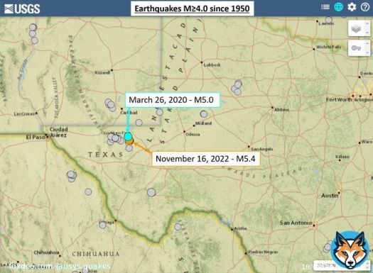 Wondering if today&rsquo;s M5.4 west TX quake was induced (caused by human activity)? While it did occur near the M5.0 March 2020 EQ (induced by wastewater disposal:  making a strong link between earthquakes & human activity typically involves targeted studies.