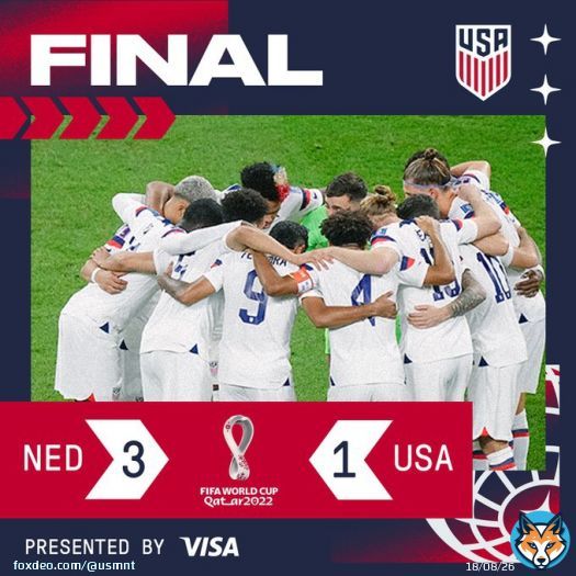 FINAL:   NED 3 - 1 USA   #USMNT x @Visa