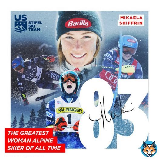 .@MikaelaShiffrin WINS!!!! HISTORY IS MADE!!!   .@mikaelashiffrin has become the winningest woman alpine skier in history, taking her 83rd World Cup victory today in Kronplatz !!   #stifelusalpineteam @Stifel