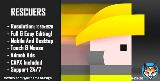 Rescuers - HTML5 Game + Mobile Version! (Construct 2 / Construct 3 / CAPX)   #arcade #arcadegame #bestgames #buygame #buyhtml5game #candy #codecanyon #colorswitch #cosmogame #drop