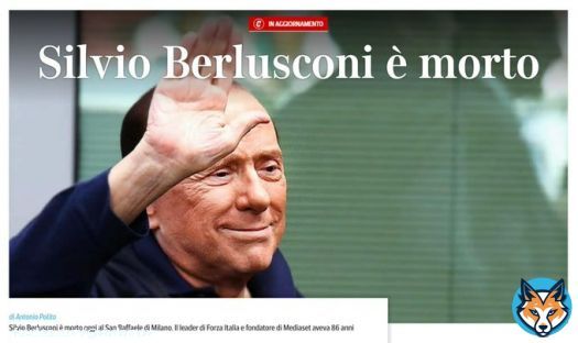 Умер Сильвио Берлускони &mdash; бывший премьер-министр Италии &mdash; Corriere della Sera. Ему было 86 лет.