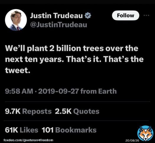 Zero trees planted, now Liberals have a promise to build 1000&rsquo;s of homes.  Liberals believe building homes is easier than planting trees.  #cdnpoli