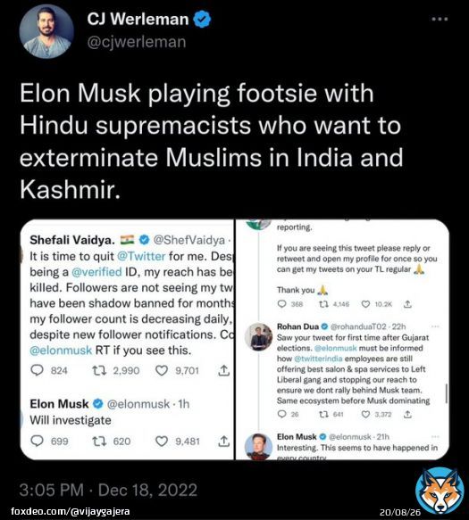 This is how they are putting our life at risk. We are fighting against misinformation against Hindus and India so they declared us Hindu supremacists. It's clear misinformation that we want to exterminate Muslims in India.